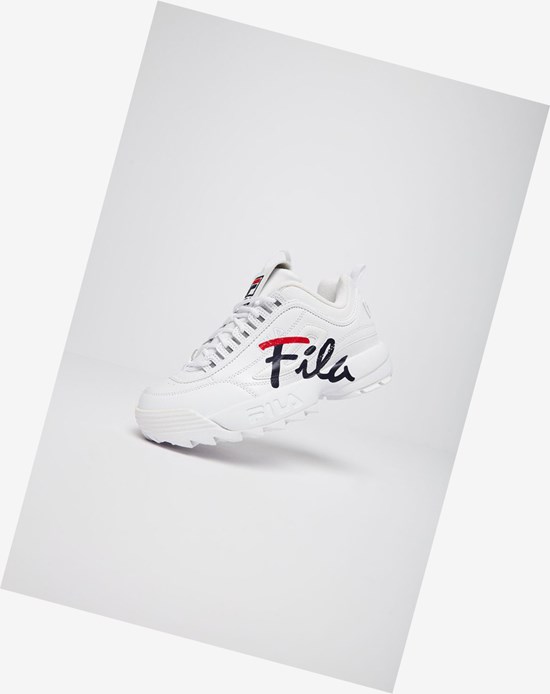 Fila Disruptor 2 Script Sneakers Wht/Fnvy/Fred | 96ZPNCBXT