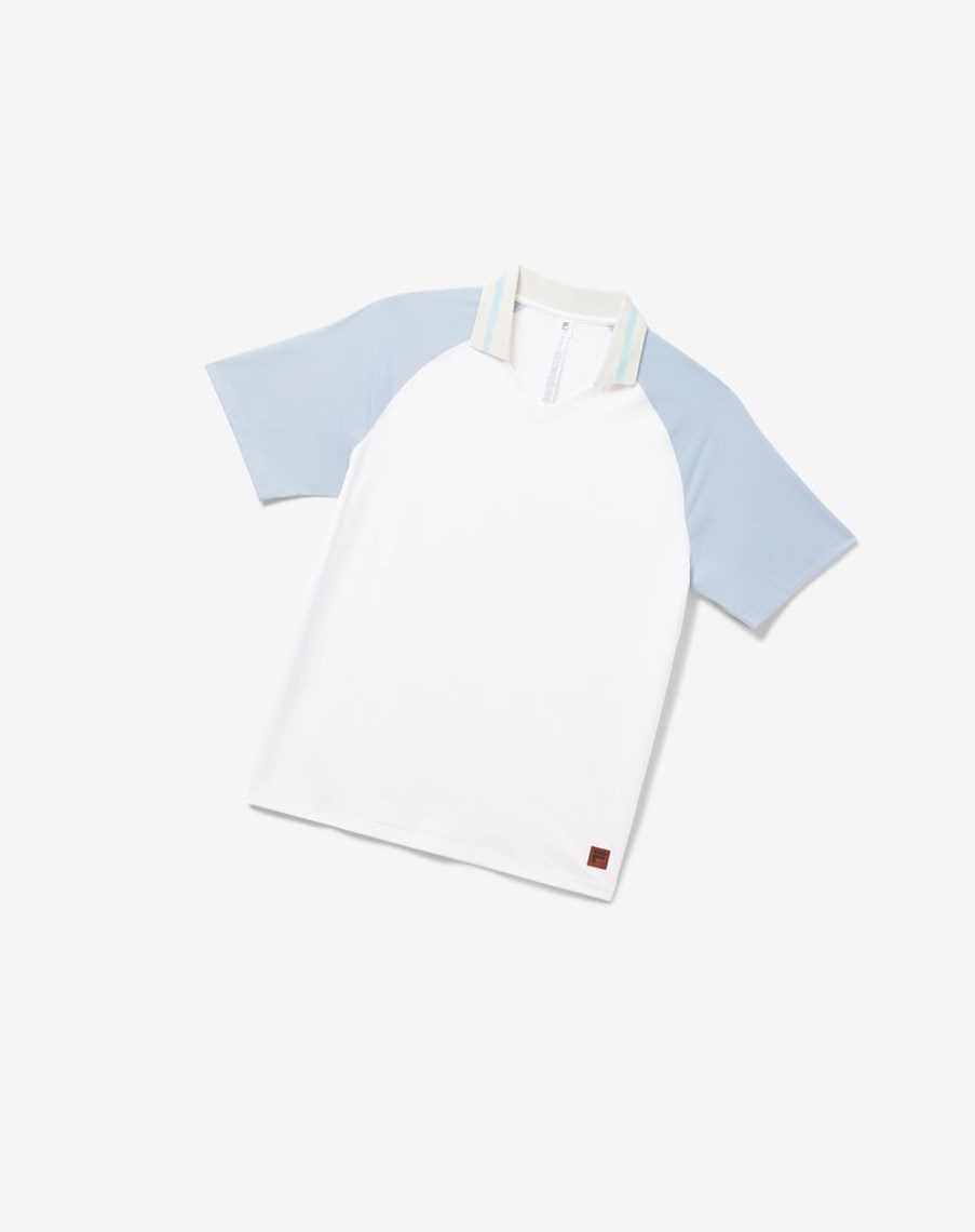 Fila Cross Court V-neck Polo Blancas Azules | 90KZIXTUC